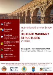 5th Edition of the Summer School on Historic Masonry Structures (Segovia, 2023)